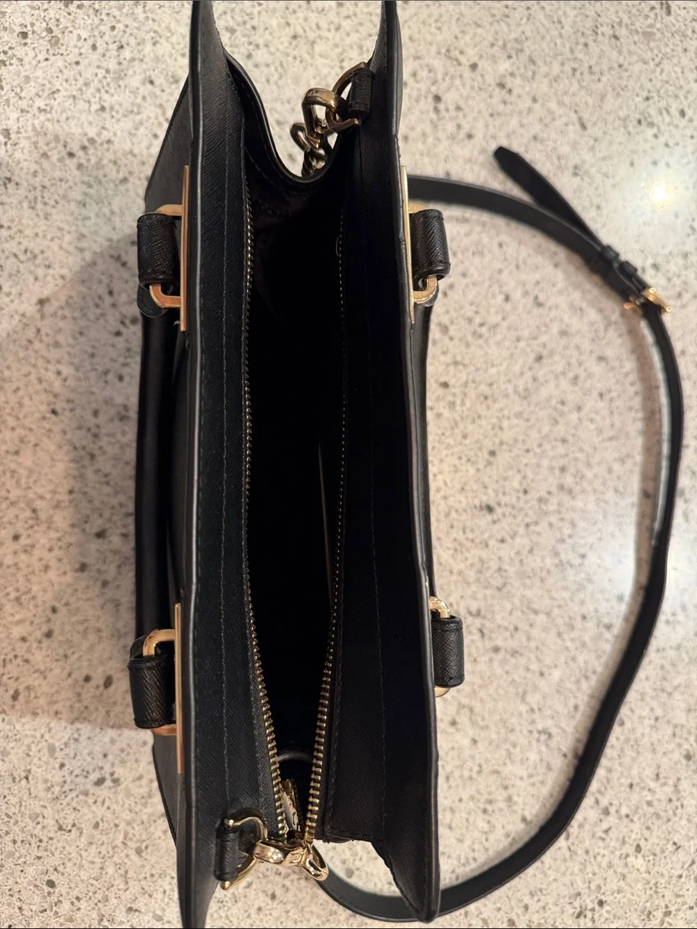 Michael Kors Black Saffiano Satchel with Gold Hardware